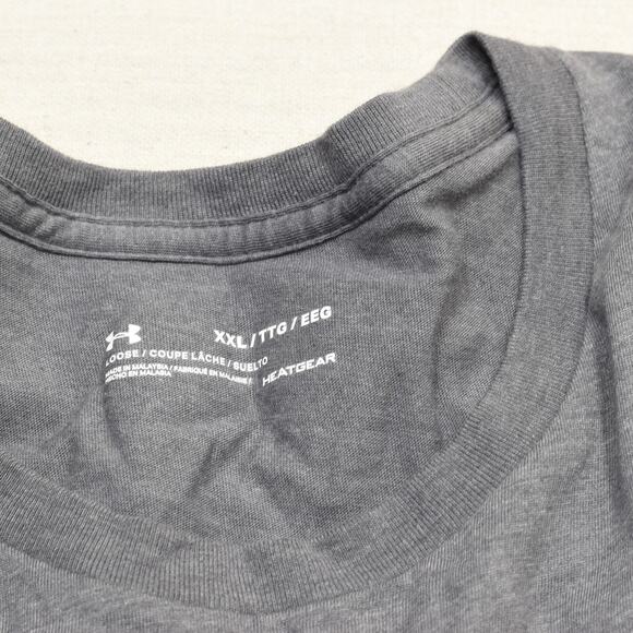 Under Armour Men Cotton Blend Gray Size 2XL Loose Heatgear T Shirt Short Sleeve - Picture 7 of 8